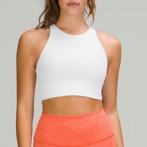 Lululemon Energy Bra High Neck Long Line Ribbed White Size 8
